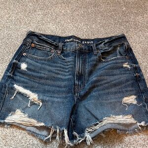 American Eagle Outfitters Dark Blue Distressed Denim Shorts